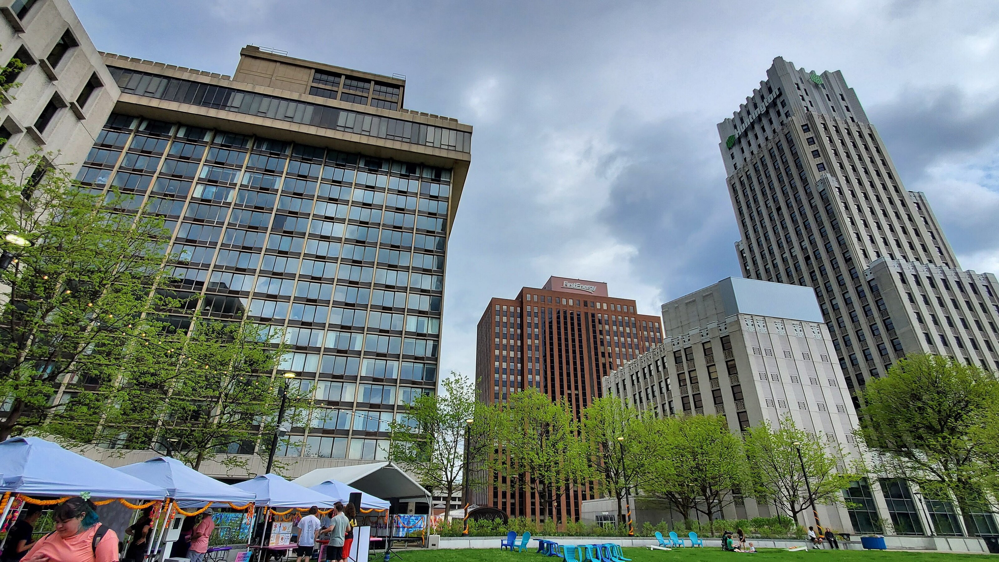 Akron, Ohio skyline and business district