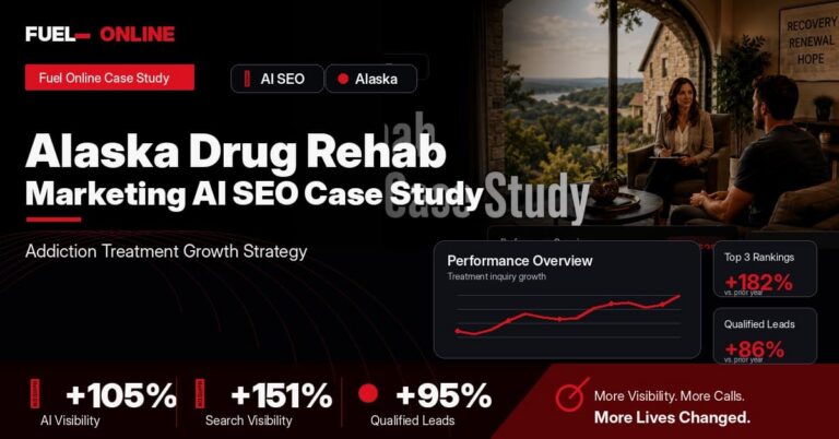 Alaska Drug Rehab AI SEO Case Study performance dashboard graphic