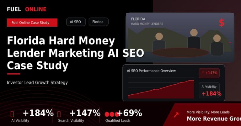 Florida Hard Money Lender AI SEO Case Study performance dashboard graphic
