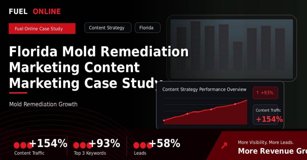 Florida Mold Remediation Marketing Content Marketing Case Study performance dashboard graphic