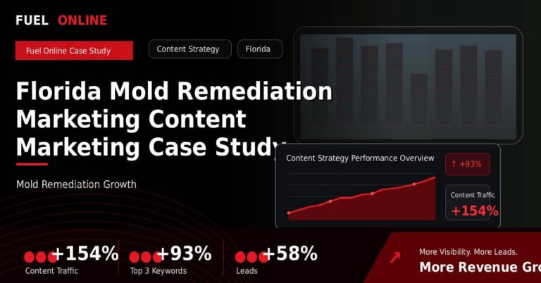 Florida Mold Remediation Marketing Content Marketing Case Study performance dashboard graphic