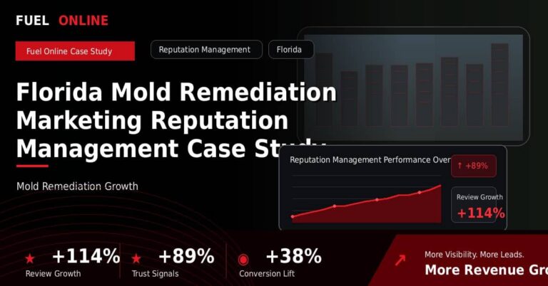 Florida Mold Remediation Marketing Reputation Management Case Study performance dashboard graphic