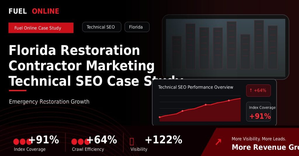 Florida Restoration Technical SEO Case Study performance dashboard graphic