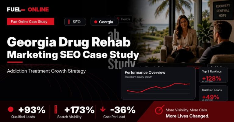 Georgia Drug Rehab SEO Case Study performance dashboard graphic
