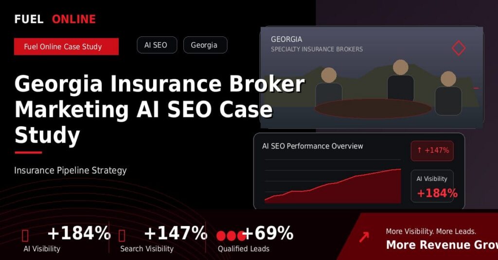 Georgia Insurance Broker AI SEO Case Study performance dashboard graphic
