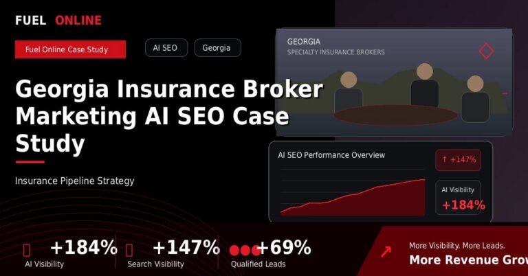 Georgia Insurance Broker AI SEO Case Study performance dashboard graphic
