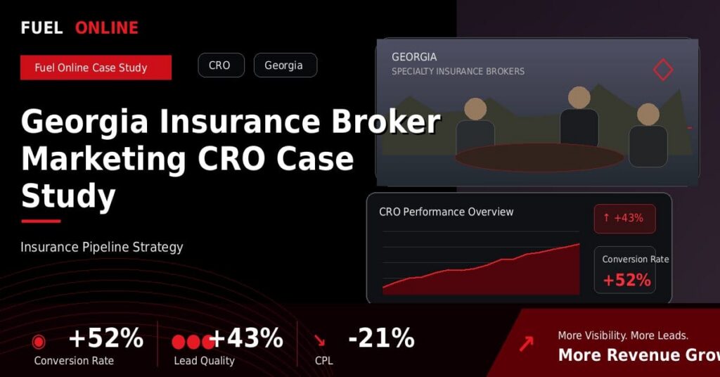 Georgia Insurance Broker CRO Case Study performance dashboard graphic