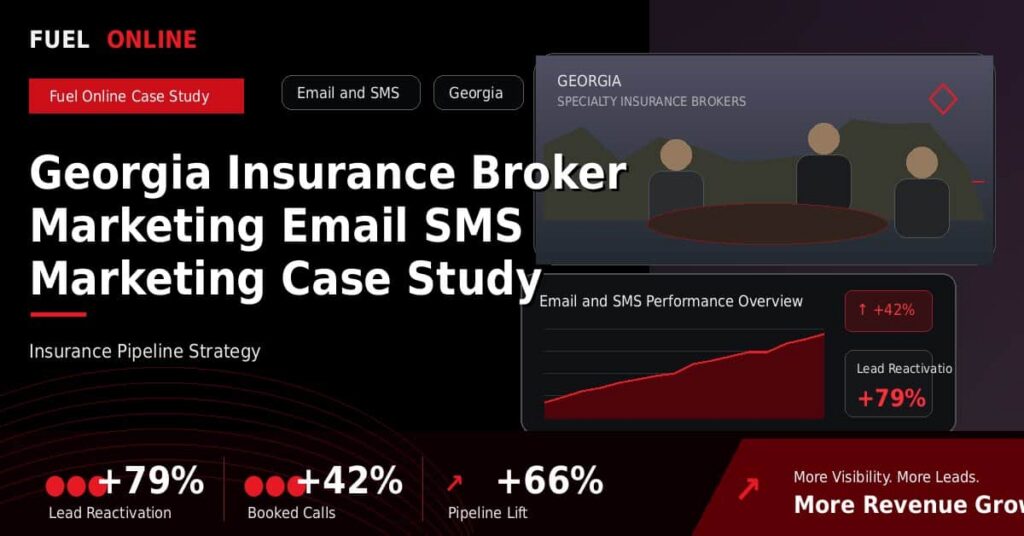 Georgia Insurance Broker Marketing Email SMS Marketing Case Study performance dashboard graphic