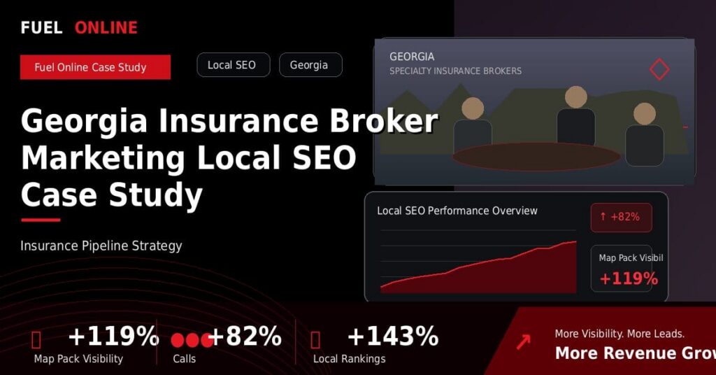 Georgia Insurance Broker Local SEO Case Study performance dashboard graphic