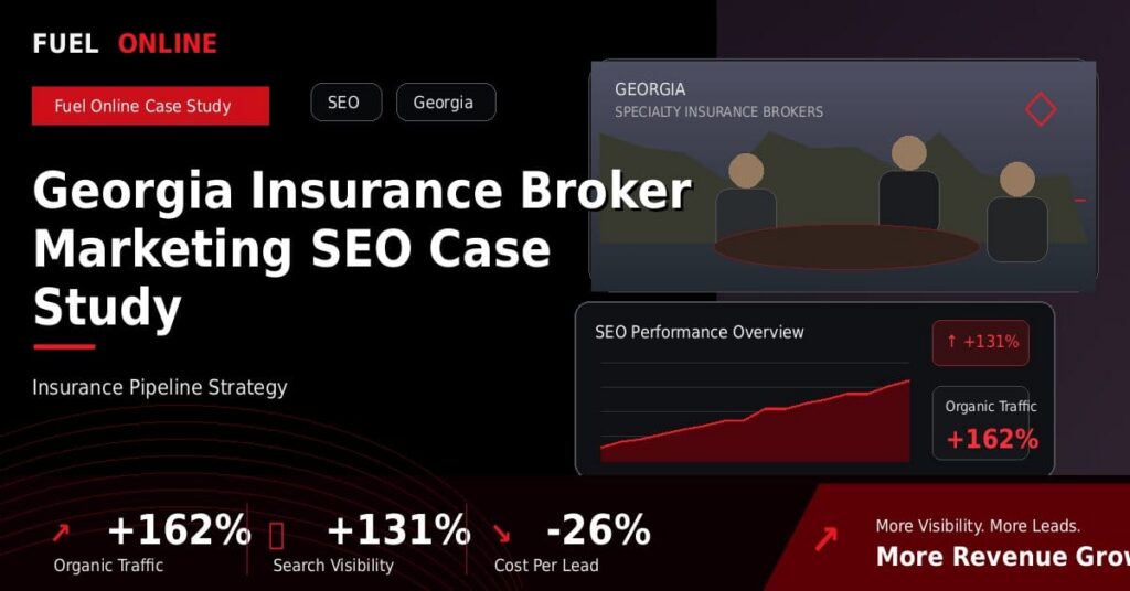 Georgia Insurance Broker SEO Case Study performance dashboard graphic