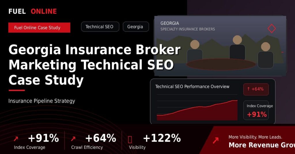 Georgia Insurance Broker Technical SEO Case Study performance dashboard graphic