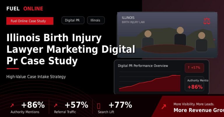 Illinois Birth Injury Lawyer Marketing Digital PR Case Study performance dashboard graphic