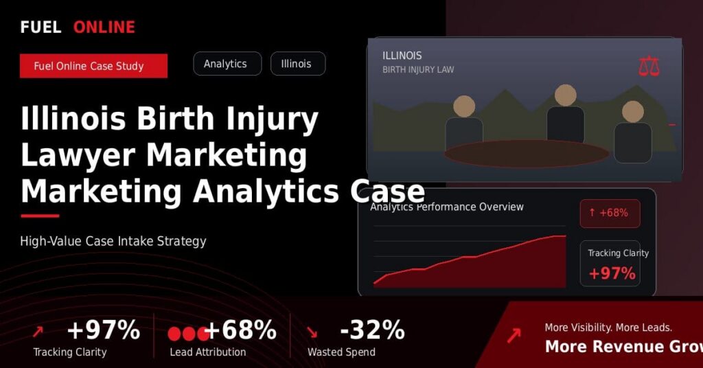 Illinois Birth Injury Lawyer Marketing Marketing Analytics Case Study performance dashboard graphic