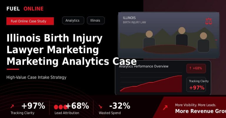 Illinois Birth Injury Lawyer Marketing Marketing Analytics Case Study performance dashboard graphic