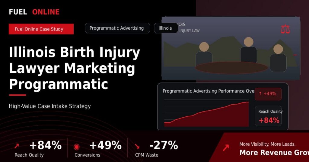 Illinois Birth Injury Lawyer Marketing Programmatic Advertising Case Study performance dashboard graphic