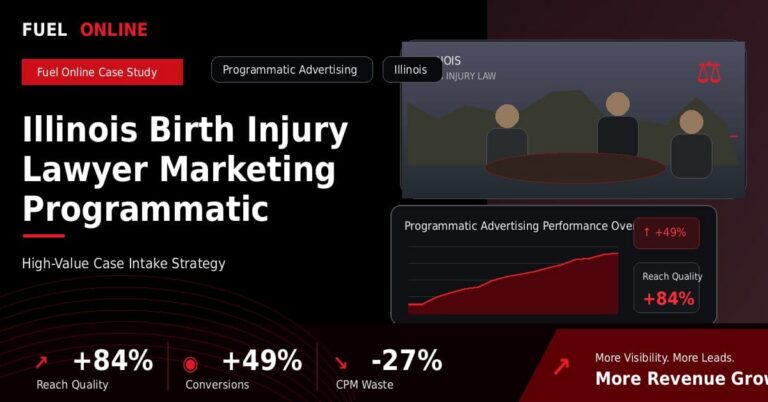 Illinois Birth Injury Lawyer Marketing Programmatic Advertising Case Study performance dashboard graphic