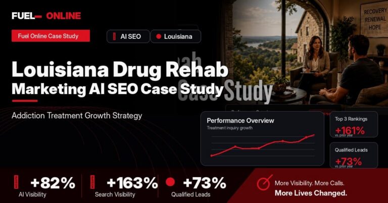 Louisiana Drug Rehab AI SEO Case Study performance dashboard graphic
