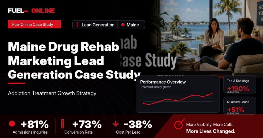 Maine Drug Rehab Lead Generation Case Study performance dashboard graphic