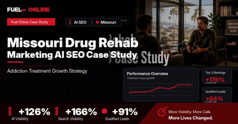 Missouri Drug Rehab AI SEO Case Study performance dashboard graphic