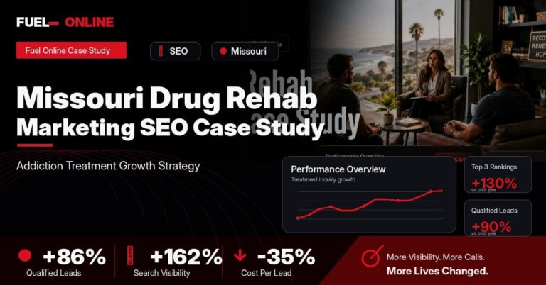 Missouri Drug Rehab SEO Case Study performance dashboard graphic