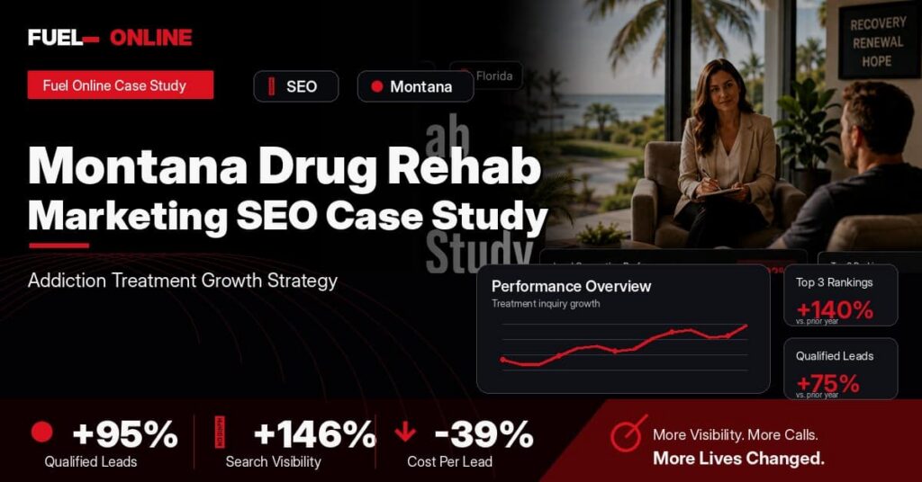 Montana Drug Rehab SEO Case Study performance dashboard graphic
