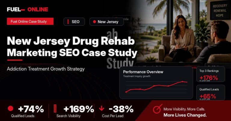 New Jersey Drug Rehab SEO Case Study performance dashboard graphic