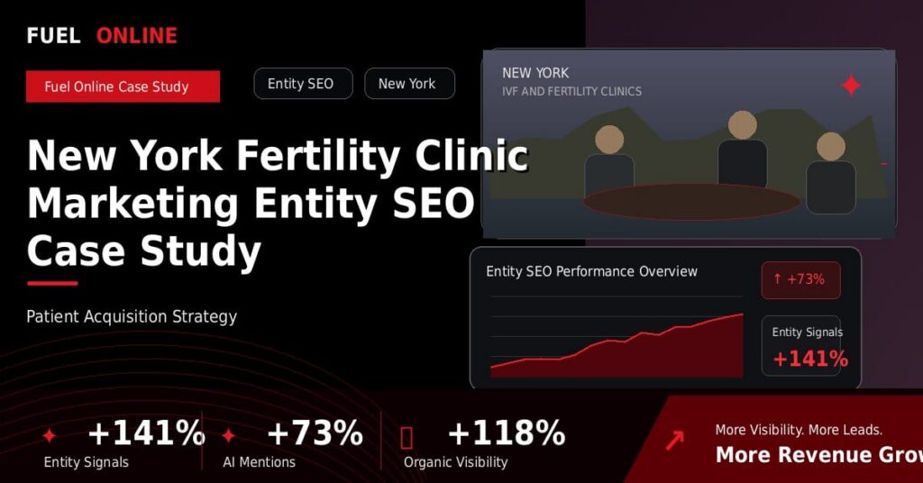 New York Fertility Clinic Marketing Entity SEO Case Study performance dashboard graphic