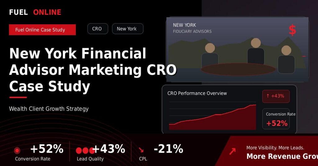 New York Financial Advisor CRO Case Study performance dashboard graphic