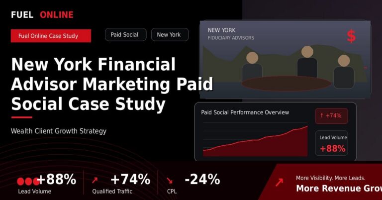 New York Financial Advisor Paid Social Case Study performance dashboard graphic