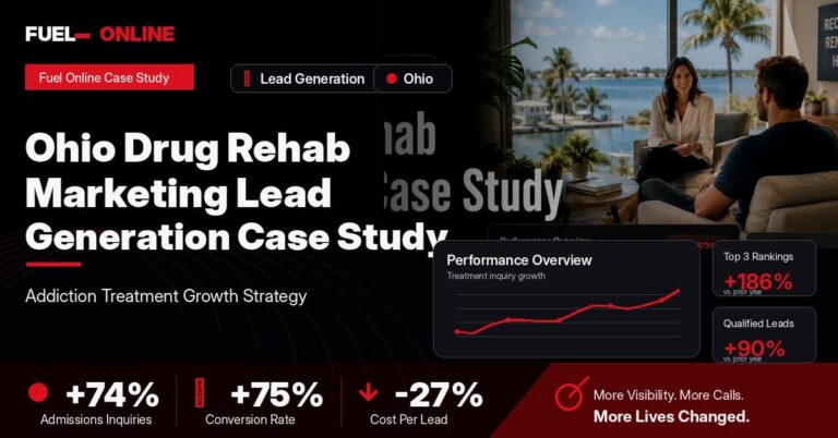 Ohio Drug Rehab Lead Generation Case Study performance dashboard graphic