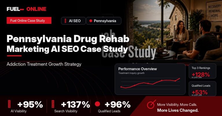 Pennsylvania Drug Rehab AI SEO Case Study performance dashboard graphic