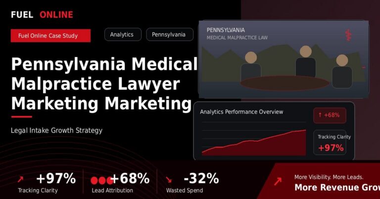 Pennsylvania Medical Malpractice Lawyer Marketing Marketing Analytics Case Study performance dashboard graphic