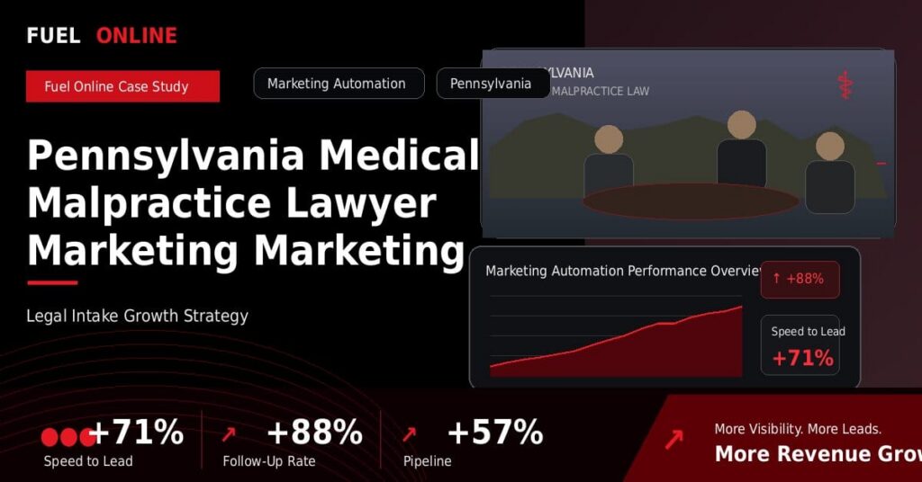 Pennsylvania Medical Malpractice Lawyer Marketing Marketing Automation Case Study performance dashboard graphic