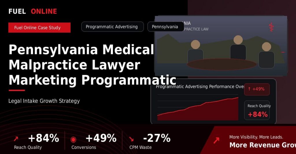 Pennsylvania Medical Malpractice Lawyer Marketing Programmatic Advertising Case Study performance dashboard graphic