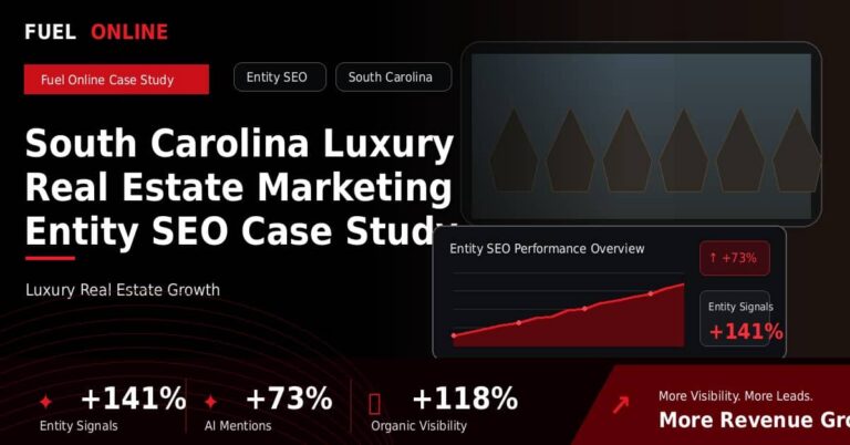 South Carolina Luxury Real Estate Marketing Entity SEO Case Study performance dashboard graphic