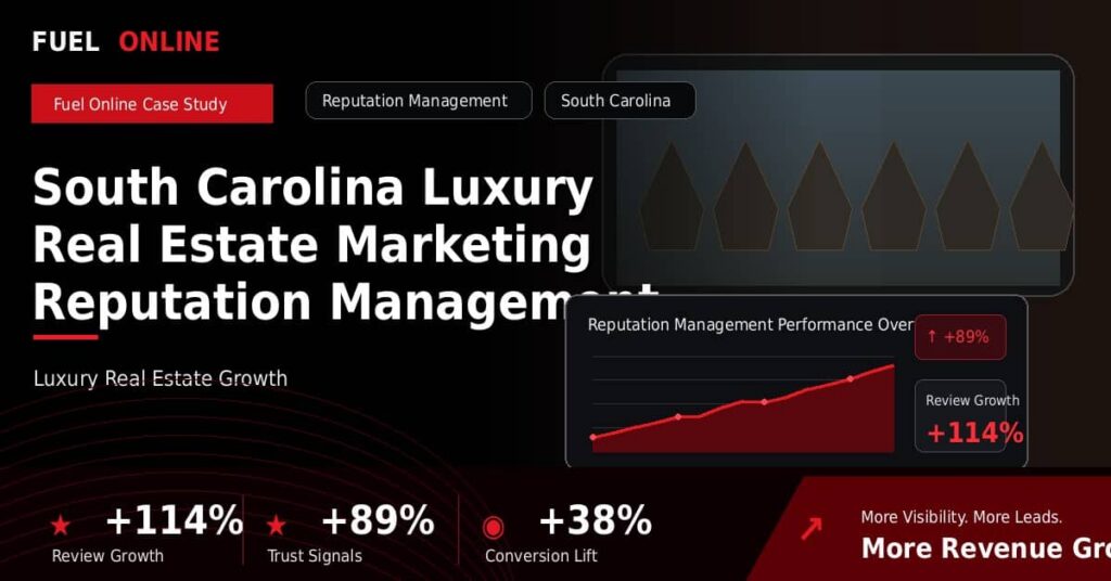 South Carolina Luxury Real Estate Marketing Reputation Management Case Study performance dashboard graphic