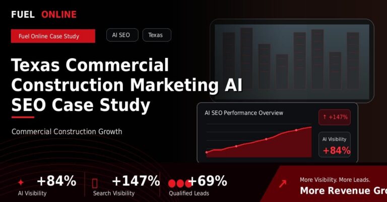 Texas Commercial Construction AI SEO Case Study performance dashboard graphic