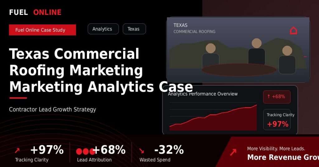Texas Commercial Roofing Marketing Marketing Analytics Case Study performance dashboard graphic