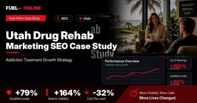 Utah Drug Rehab SEO Case Study performance dashboard graphic