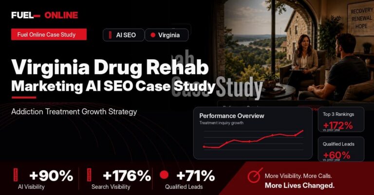 Virginia Drug Rehab AI SEO Case Study performance dashboard graphic