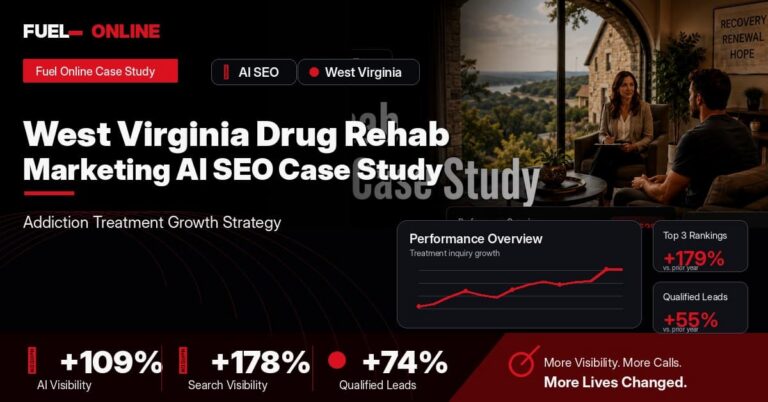 West Virginia Drug Rehab AI SEO Case Study performance dashboard graphic