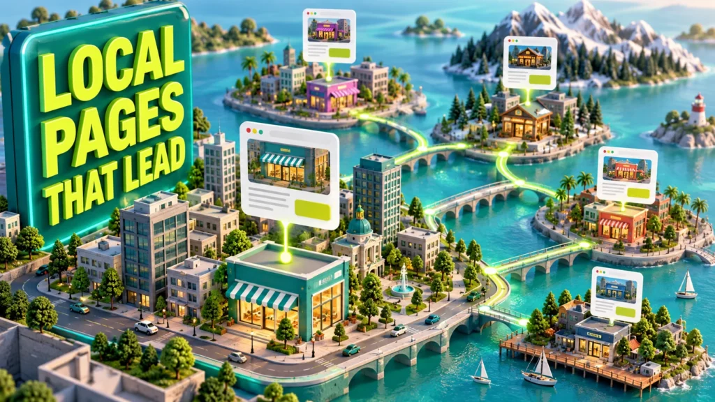 Multi Location SEO network of miniature cities connected to distinct local pages