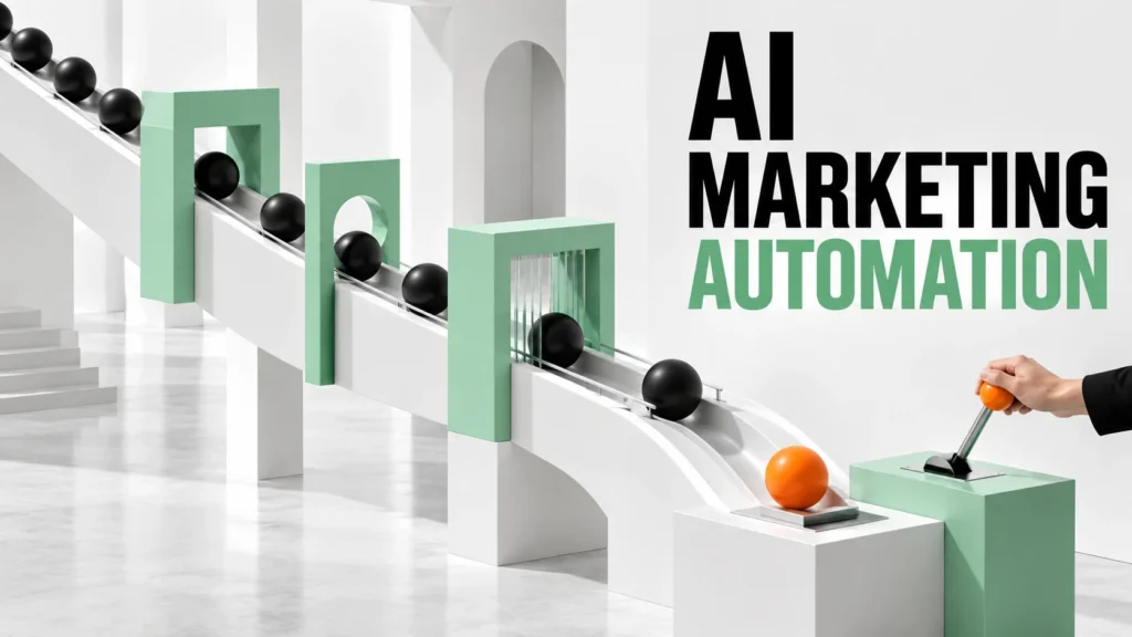 AI marketing automation workflow with human review gates and escalation paths