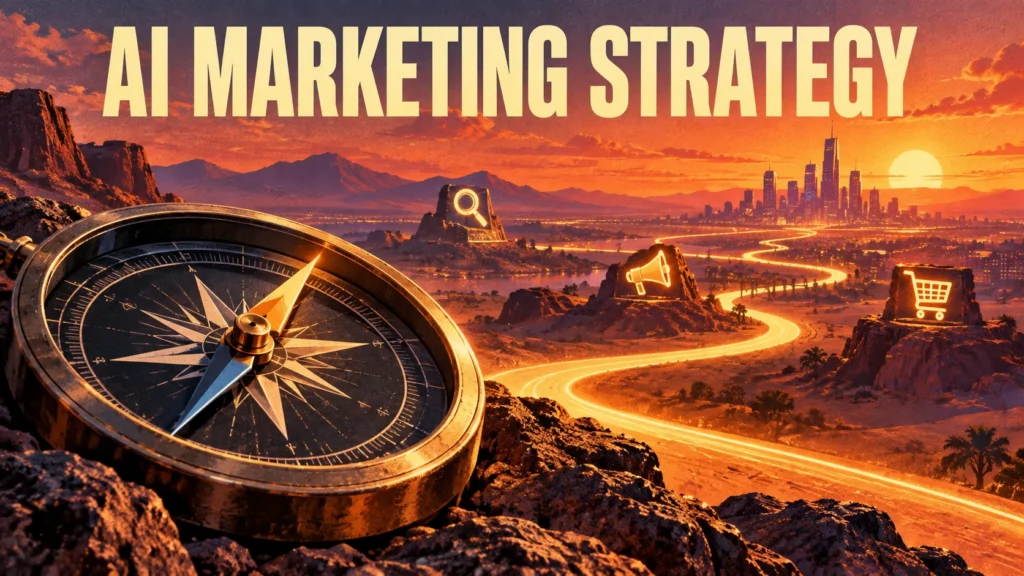 AI marketing strategy investment map across data content advertising and automation