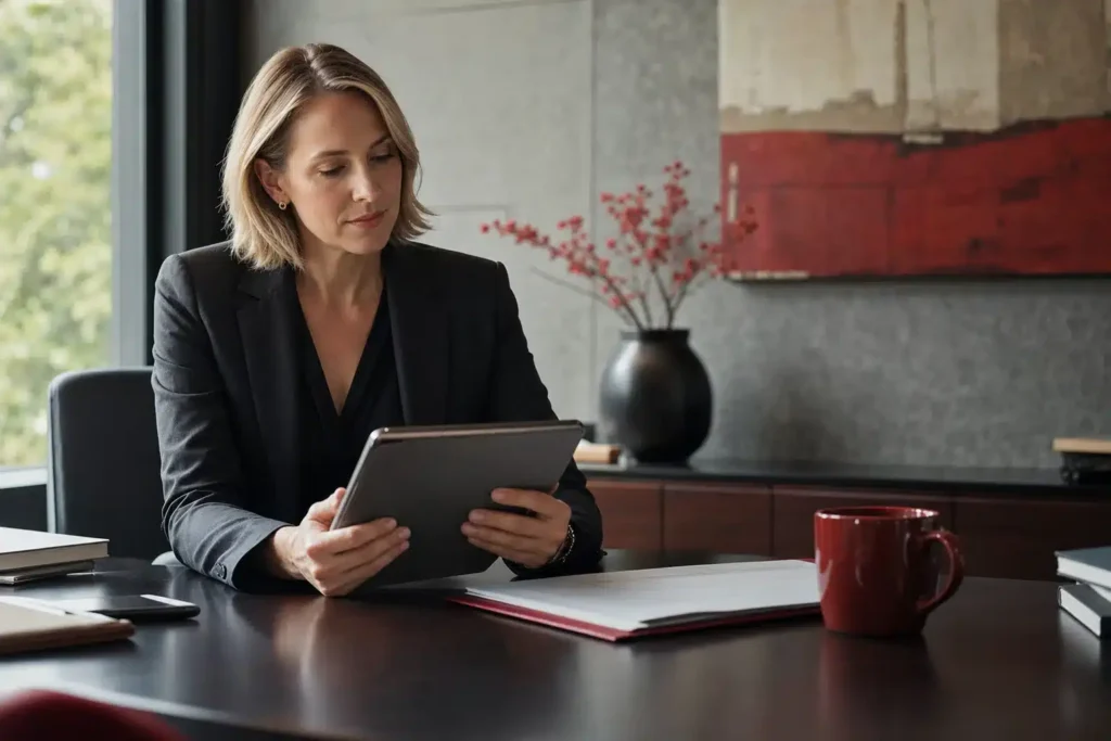 GEO agency for criminal defense law firms: a professional reviewing AI generated brand recommen