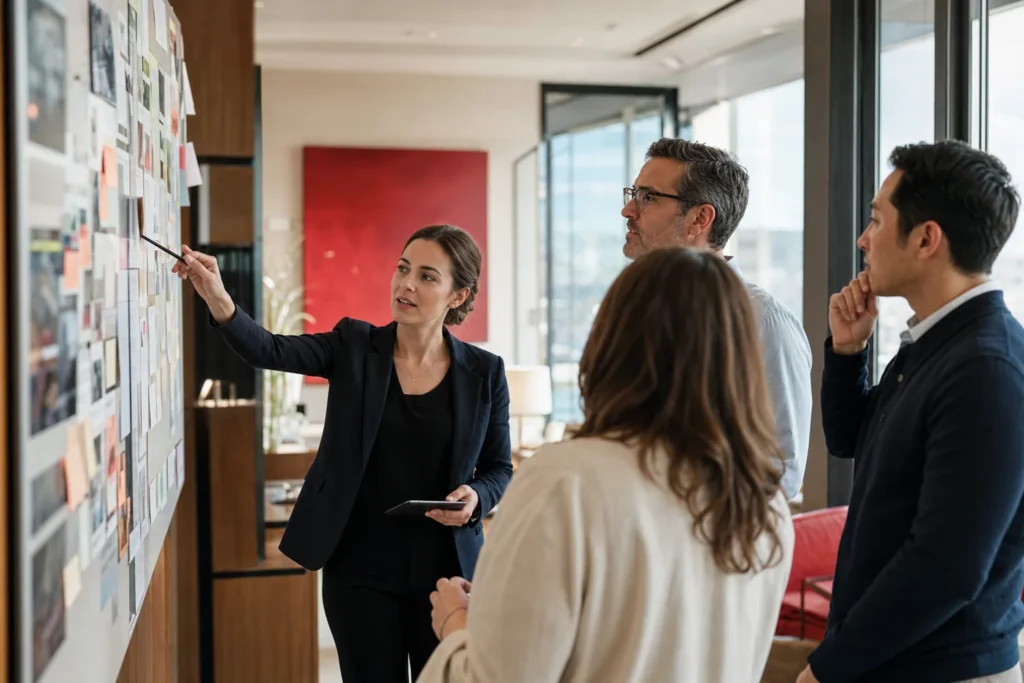 family law firms content marketing strategy: a content team planning an editorial calendar on a l