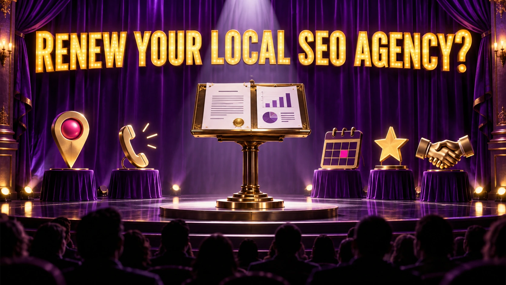 Renew your local SEO agency headline over a theatrical report spotlight
