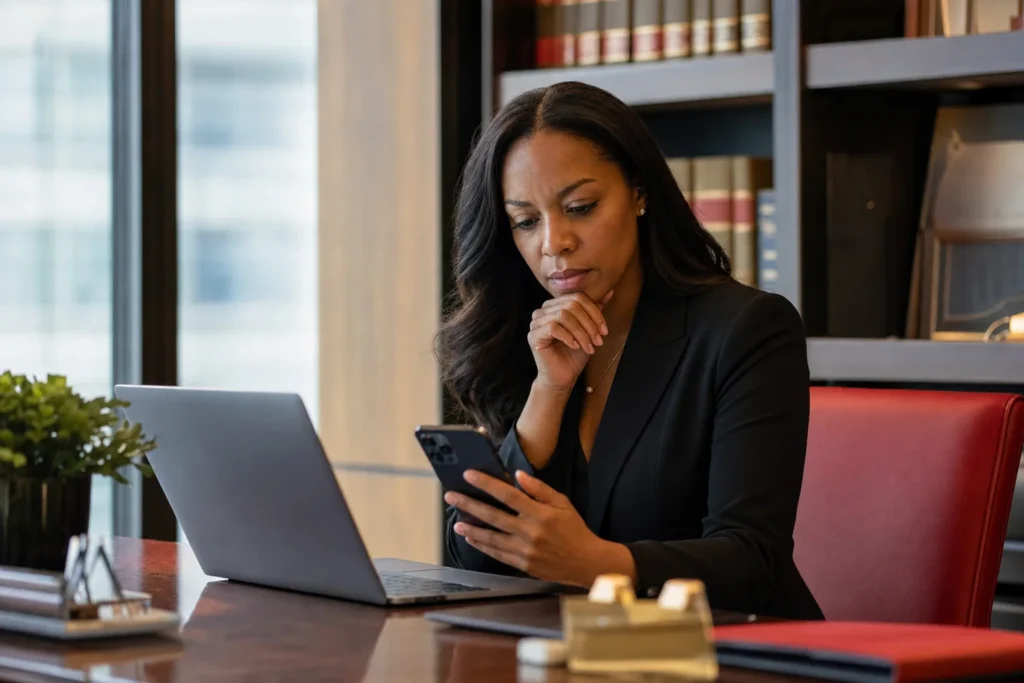 mass tort law firms marketing agency: a person researching and comparing options on a lapt