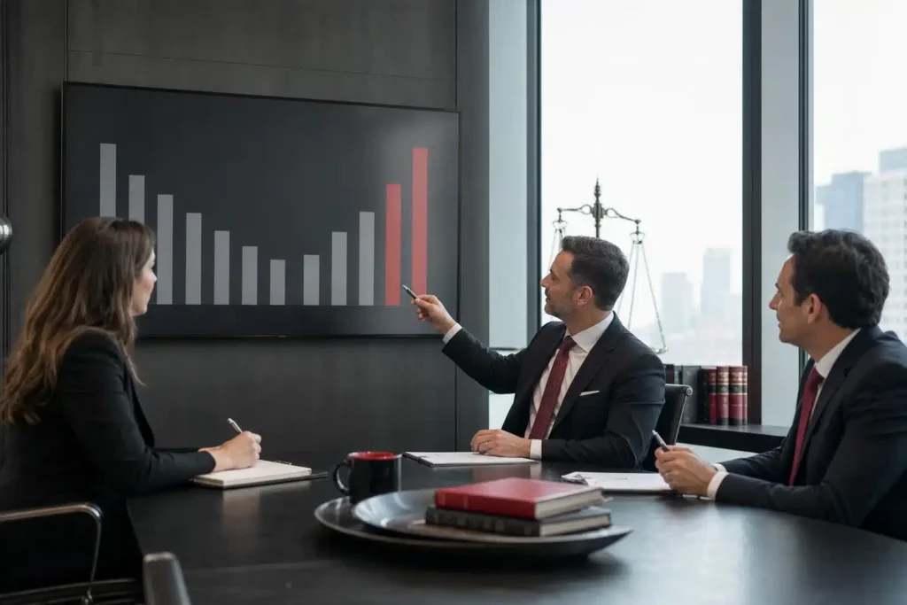 AI visibility audit for personal injury law firms: a competitor comparison bar visualization on a scree