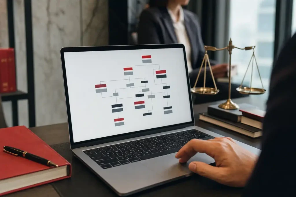 technical SEO for personal injury law firms: a close up of a laptop showing a website architectur